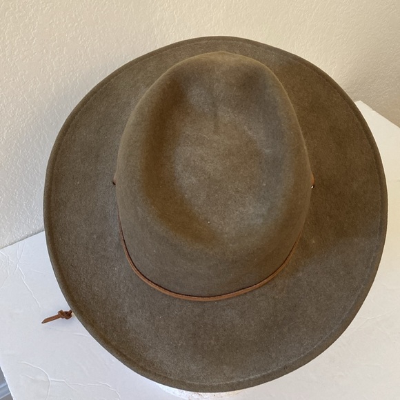 Vintage Tree Eagle Santa Fe Olive Green Wool Cowboy Hat Brown Leather Band & Tie main image 6